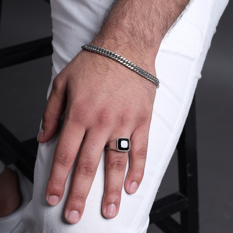 Onyx Square Signet Ring